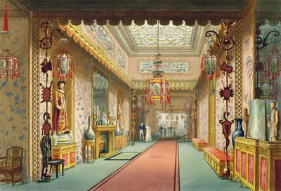 La galleria cinese, da Vedute del Royal Pavilion, Brighton di John Nash (1752-1835), 1826 da English School